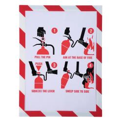 Exacompta Fire Safety Magnetic Display Sign Frame (A4) - White/red