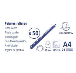 Canutillos para encuadernar Caja de 50 - Grosor: 25mm - Capacidad: 150-210 - Negro