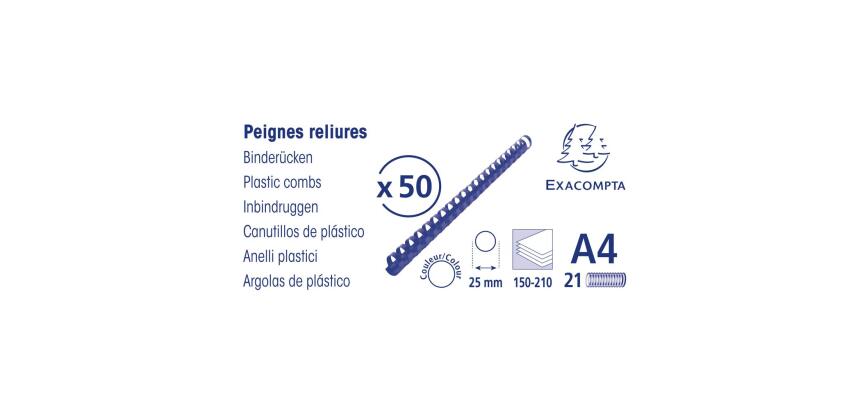 Canutillos para encuadernar Caja de 50 - Grosor: 25mm - Capacidad: 150-210 - Negro