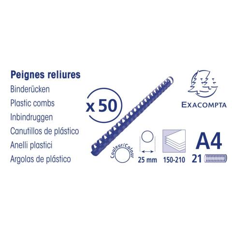 Canutillos para encuadernar Caja de 50 - Grosor: 25mm - Capacidad: 150-210 - Negro