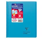 Cahier reliure intégrale enveloppante Koverbook 17x22cm 160 pages petits carreaux couverture polypropylène transparent - Assortis