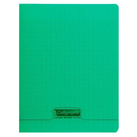 Cahier piqué 8000 POLYPRO 17x22 cm 140 pages grands carreaux 90 g - Vert