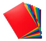 Intercalaires polypropylènes couleurs 10 positions pour porte-vues à anneaux - Couleurs assorties