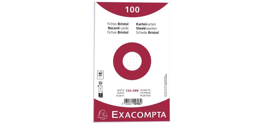 Paquet 100 fiches sous film - bristol dots non perforé - 125x200mm - Blanc