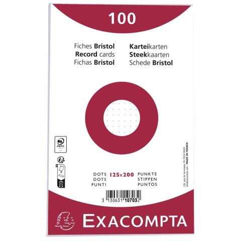 Fichas de cartulina bristol 205 g/m2 - Dots - 125x200 mm - Blanco
