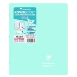 Cahier piqué Koverbook Blush 17x22cm 96 pages grands carreaux couverture polypropylène opaque bicolore - Menthe à l'eau/Rose poudré