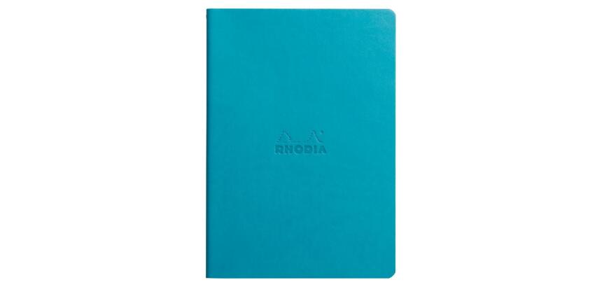 Rhodiarama piqûre textile A5 64p dot papier ivoire 90g - Turquoise
