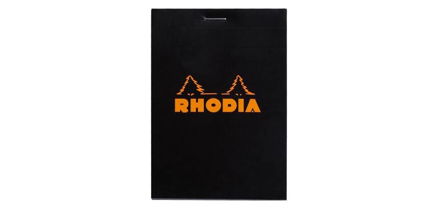 Bloc agrafé Rhodia N°12 8,5x12 cm 80 feuillets petits carreaux 5x5 80g - Noir