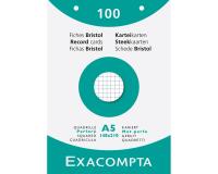 Estuche Exacompta de 100 fichas Exacompta cartulina bristol - blanco cuadricula 5/5 sin taladros 148x210mm - Blanco