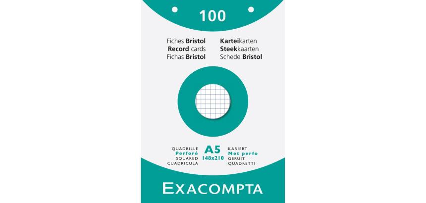 Pk 100 Exa Record Cards 148/200 Sq White - White