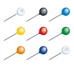 Boîte de 50 épingles sphériques - Hauteur de pointe 15mm - 6mm de diamètre - Couleurs assorties