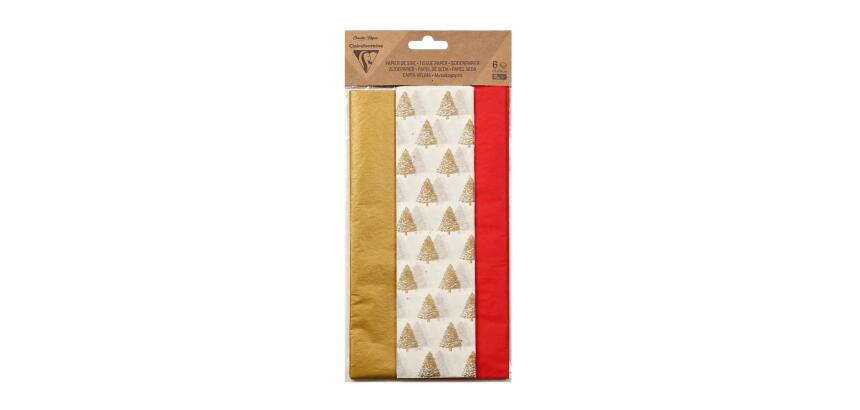 PAPIER DE SOIE IMPRIMÉE, Sachet de 6 feuilles au format 50x75cm - Assortiment Noël - Assortiment