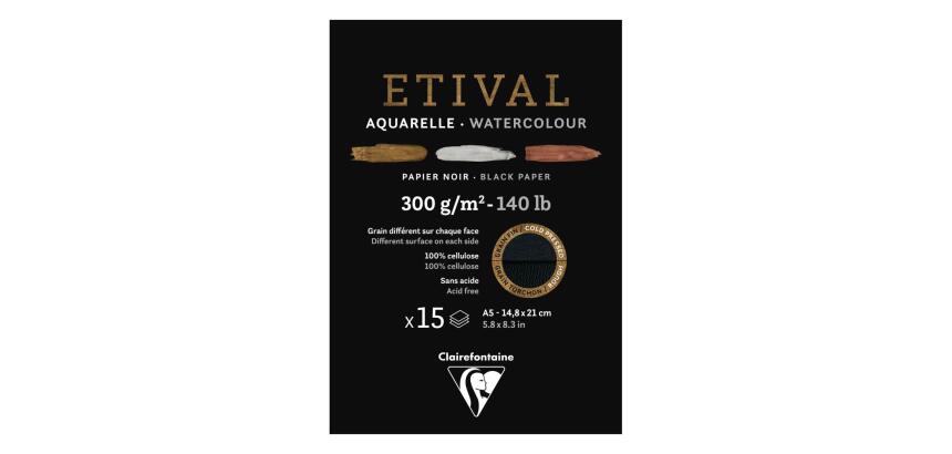 Etival Noir bloc collé 1 côté 15F A5 300g double grain