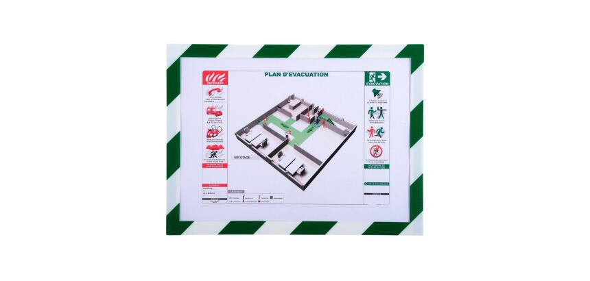 Pochette d'affichage magnétique de sécurité A4 - Blanc/vert