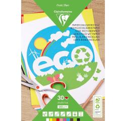 PAPIER COULEUR RECYCLÉ, Bloc de 30 feuilles 120g/m2 au format 21x29,7cm - Assortiment