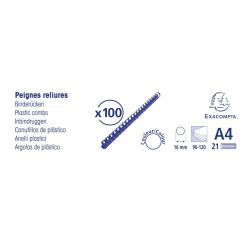 Canutillos para encuadernar Caja de 100 - Grosor: 16mm - Capacidad: 90-120 - Negro