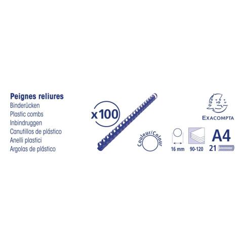 Canutillos para encuadernar Caja de 100 - Grosor: 16mm - Capacidad: 90-120 - Negro