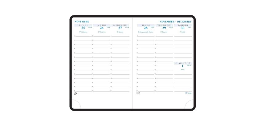 Recharge semainier SAS 15 Agora 10.5 x 15.5 cm Août 2026 à Août 2027 - Couleurs assorties