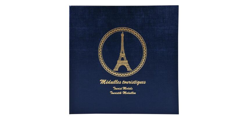 Classeur de collection pour 100 médailles souvenirs - 24,5x25 cm - Bleu marine