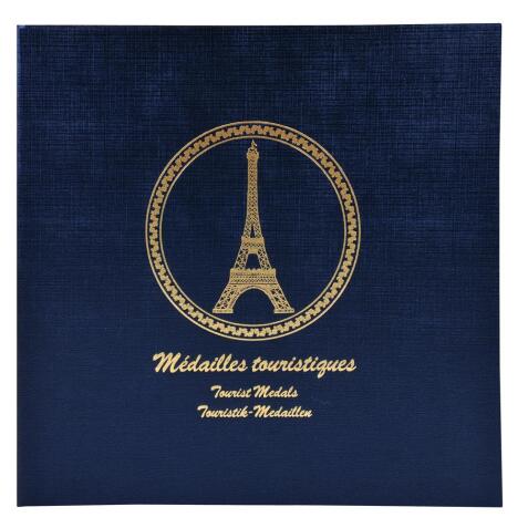 Classeur de collection pour 100 médailles souvenirs - 24,5x25 cm - Bleu marine