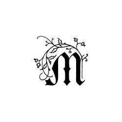 Sceau à vis carré (lettre enluminée) avec manche en bois vernis