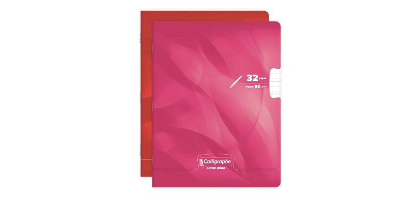 Cahier d'écriture piqué 8000 CARTE 17x22 cm 32 pages double ligne 2 mm + interligne verticale 90 g - Assortis