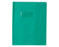 Protège-cahiers grain losange PVC 18/100ème avec porte-étiquette 17x22 cm - Vert