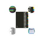 Trieur HARMONIKA® à fenêtres avec élastiques véritable carte lustrée 12 compartiments