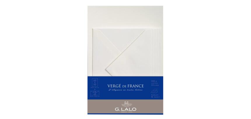 Ensemble Vergé de France 10 feuilles A5 et 5 enveloppes C6