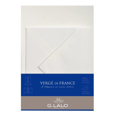 Ensemble Vergé de France 10 feuilles A5 et 5 enveloppes C6