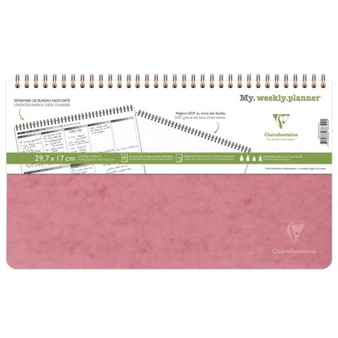 My.weekly.planner Age Bag cahier reliure intégrale en-tête 29,7x17 cm 120 pages détachables Semainier de bureau non daté et réglure DOT au verso - Rose antique