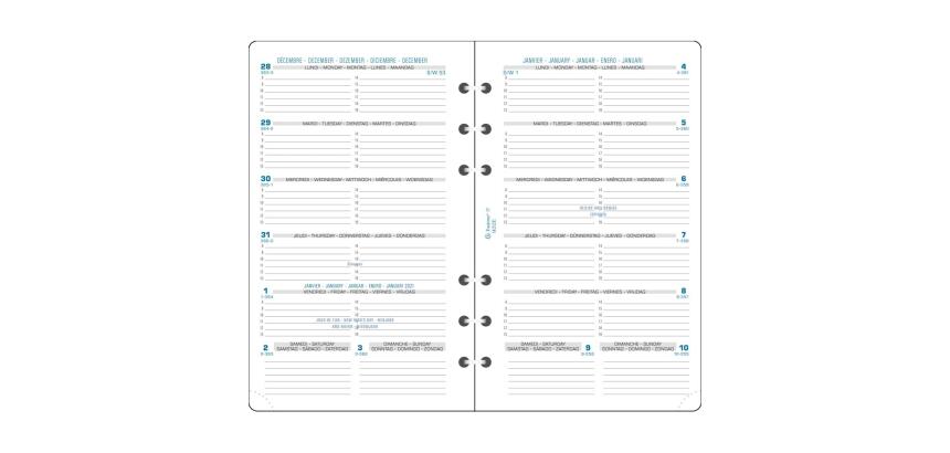 Recharge pour organiseur Exatime 17 - Semainier Janvier à Décembre 2026