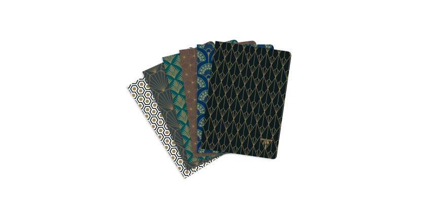 Neo Deco carnet piqûre textile A5 96 pages ligné motifs assortis papier ivoire 90g - Assortis