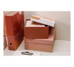 Terracotta, Set mit 3 quadratischen Aufbewahrungsboxen 25x25x12 cm, 20x20x11cm und 16x16x10 cm