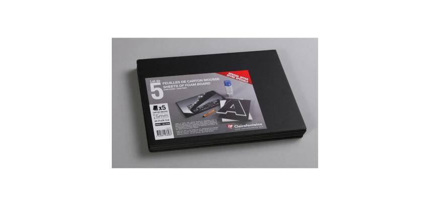 Carton Mousse lot 5 feuilles A4 5mm - Noir