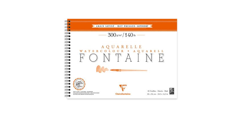 Fontaine album spiralé 12F 26x36cm 300g grain satiné