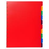 Intercalaires polypropylènes couleurs 10 positions pour porte-vues à anneaux - Couleurs assorties