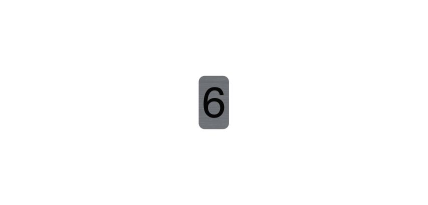 Sign adhesive aluminium effect Number 6 2.5x4.4 cm - Grey
