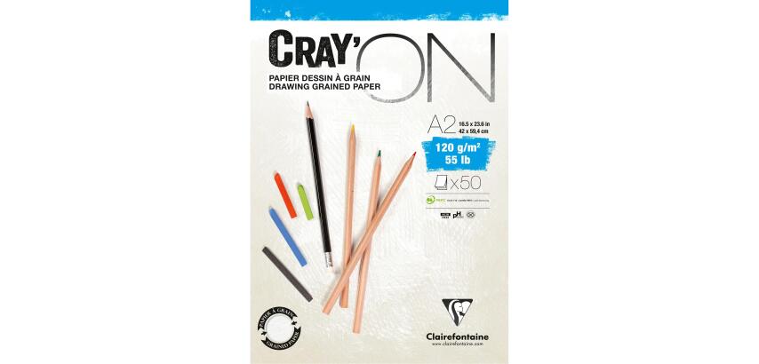 Clairefontaine Cray'ON Glued Pad - A2 - 50 Sheets - 120gsm