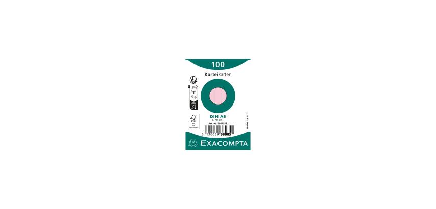 Pk100 Exa Rec Card 5.5x7.4cm Line Yellow - Pink