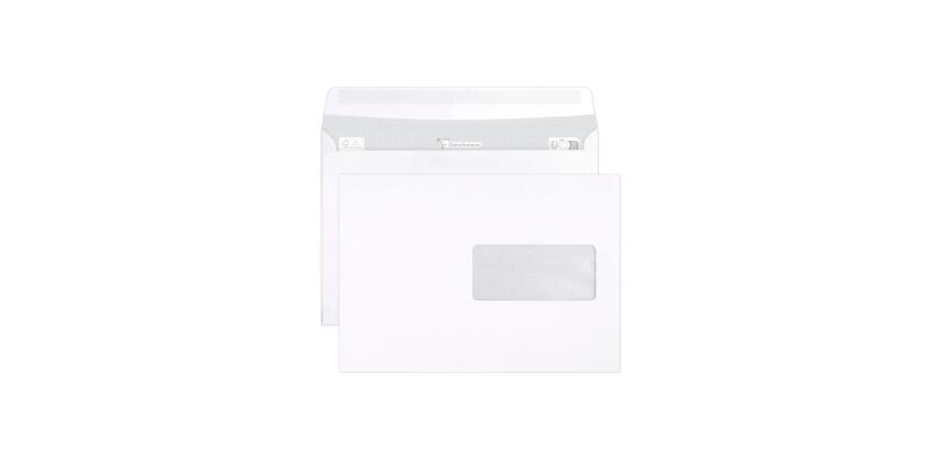 Boite de 500 enveloppes Blanches C5-162x229mm - Auto-Adhésives - 90g/m2 - Fenêtre PET 45x100 (position 62/20) - Blanc