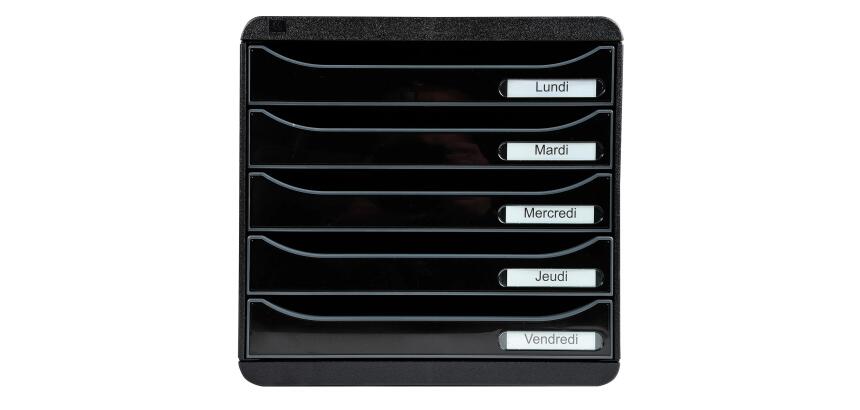 Módulo BIG-BOX PLUS con 5 cajones para documentos A4+, ultra-rígido y con stop de seguridad - 347x278x271 mm - GLOSSY