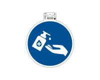 Zelfklevend bord handgel verplicht 20cm - Blauw
