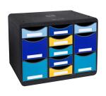 Schubladenbox STORE BOX MULTI, 11 offene Schubladen, Bee Blue - Farben sortiert