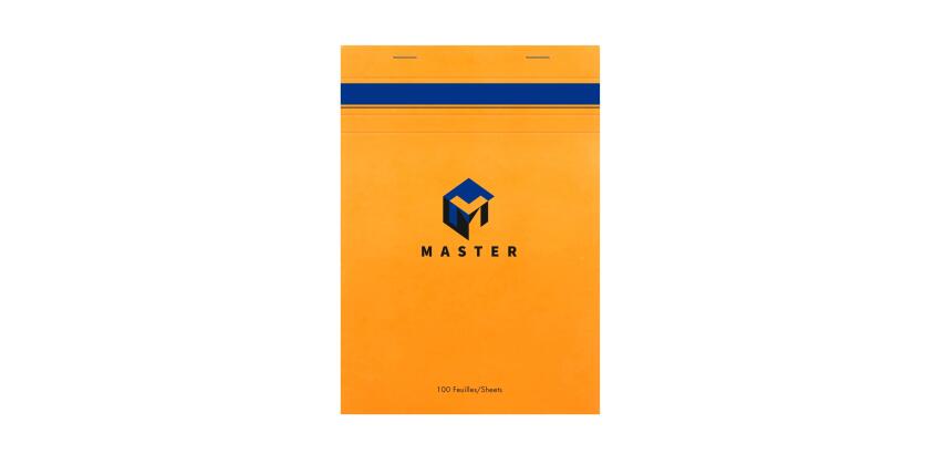 Bloc de bureau Master agrafé en-tête A5 100 feuilles petits carreaux 70 g - Orange