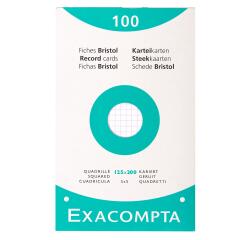 Étui de 100 fiches - bristol blanc quadrillé 5x5 perforé 125x200mm - Blanc