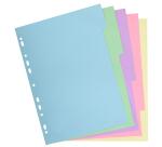 Register aus Recyclingkarton 170g, 5 neutrale Taben, für Format DIN A4, Pastell, Forever - Farben sortiert