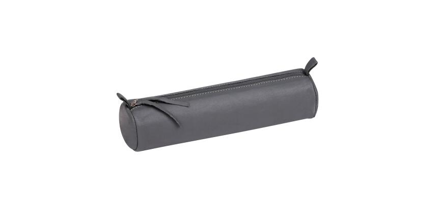CUIR TEINTE Trousse ronde Ø5,5 x 22 cm - Gris