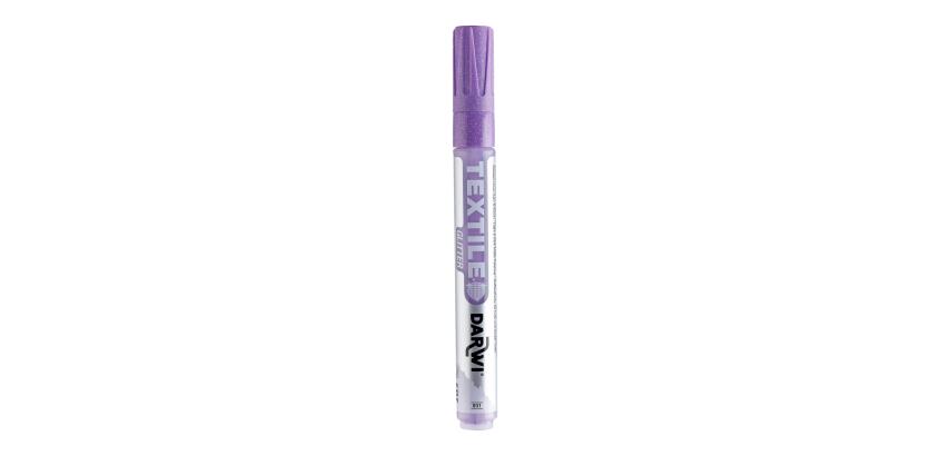 DARWI Textielverf marker met glitter, punt van van 2 mm, inhoud 6 ml, lila - Lila