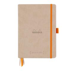 Rhodiarama Goalbook A5 met hardcover, 120 blad gestippeld wit papier van 90g - Beige